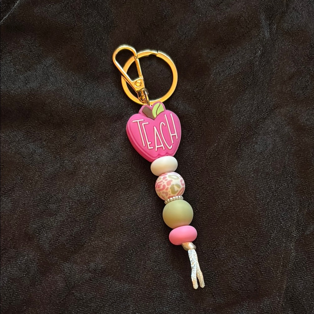 Pink and Gold Teacher Keychain